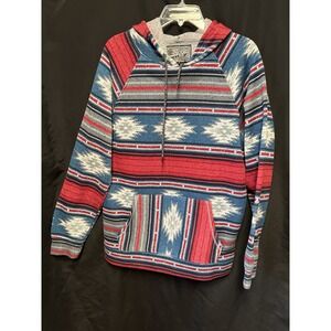 Brooklyn Cloth Mfg Co Hoodie Sz M Pullover Kangaroo Pkt SW Aztec Multic